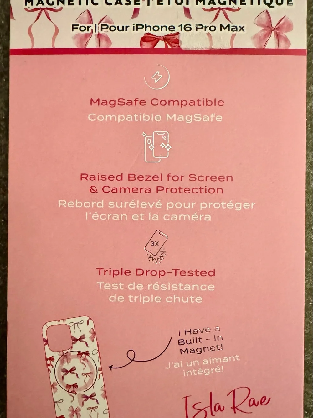 Pink Bow iPhone 16 Pro Max Phone Case - Isla Rae Btand New In Box